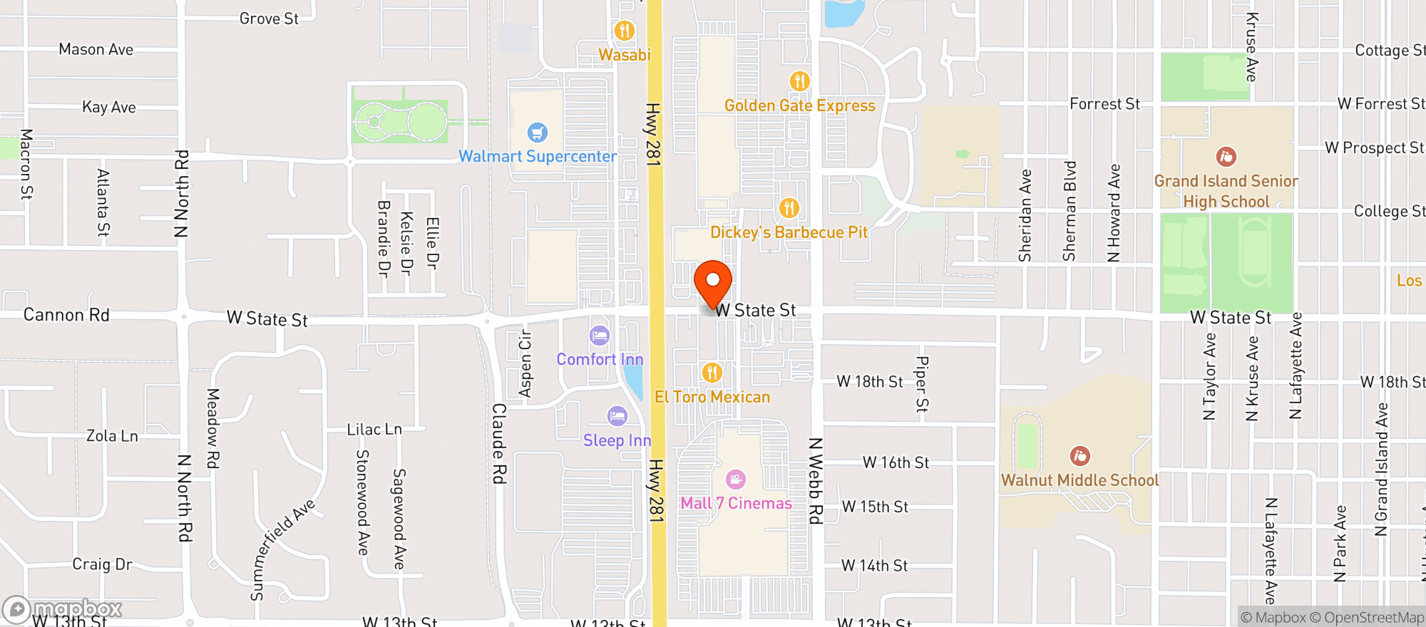 Map showing El Toro Mexican Restaurant