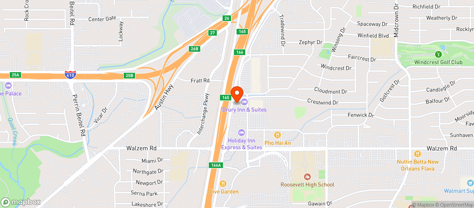 Map showing Buffalo Wild Wings Gril #638