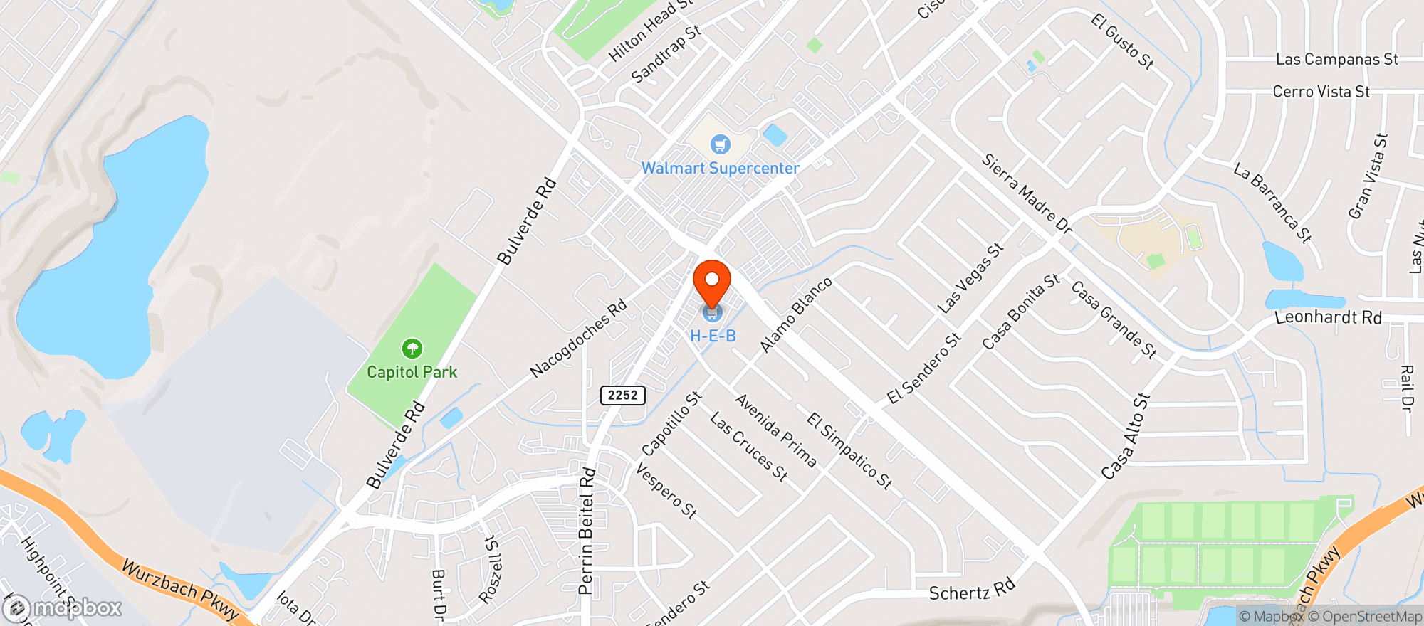 Map showing H-E-B Perrin Beitel and Thousand Oaks