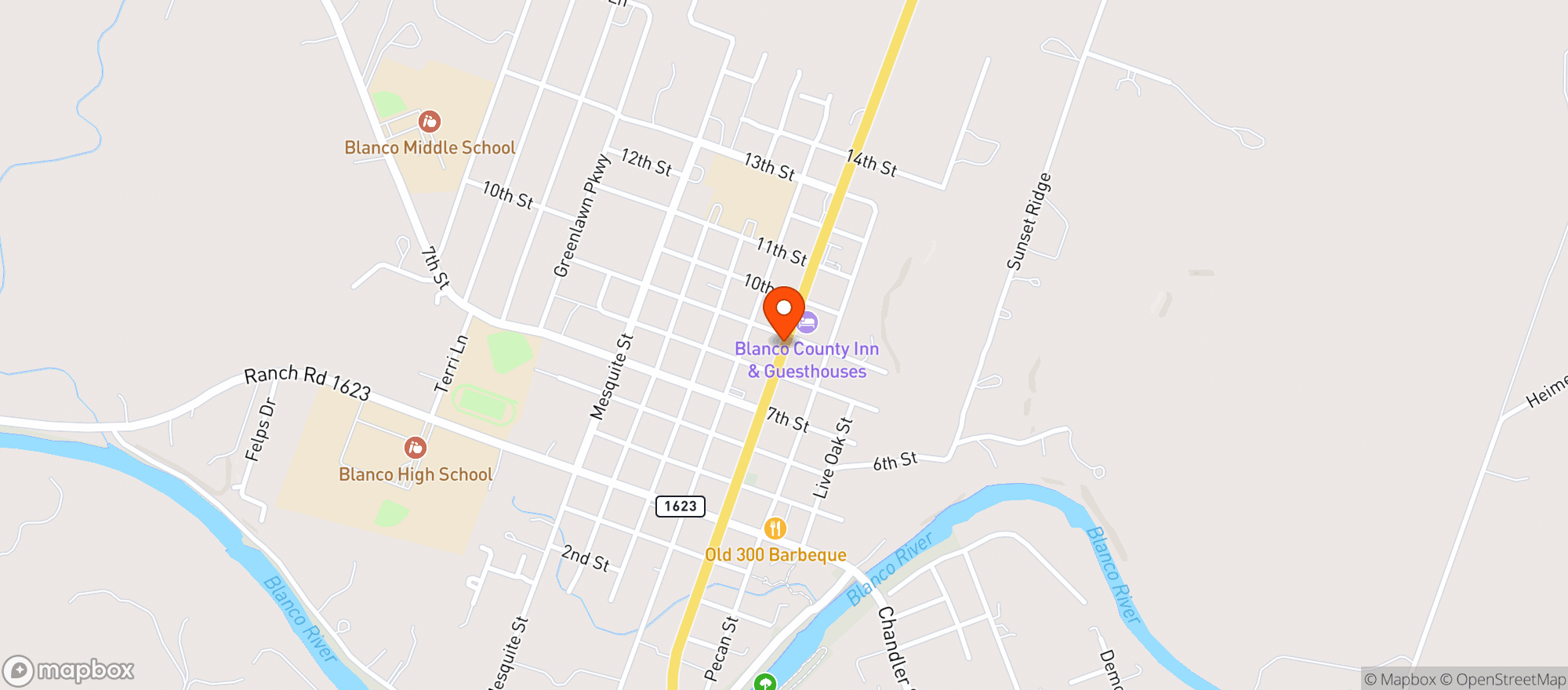 Map showing Hill Country Stop