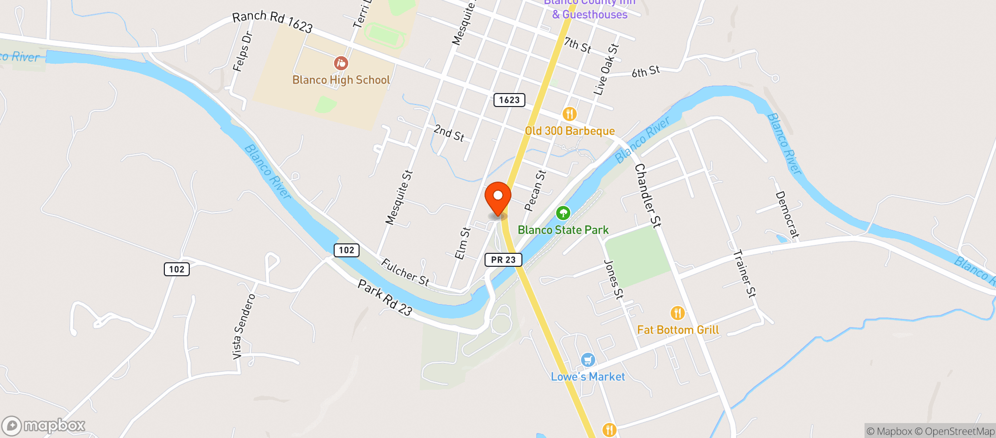 Map showing Texas Hill Country Vape & Smoke - Blanco