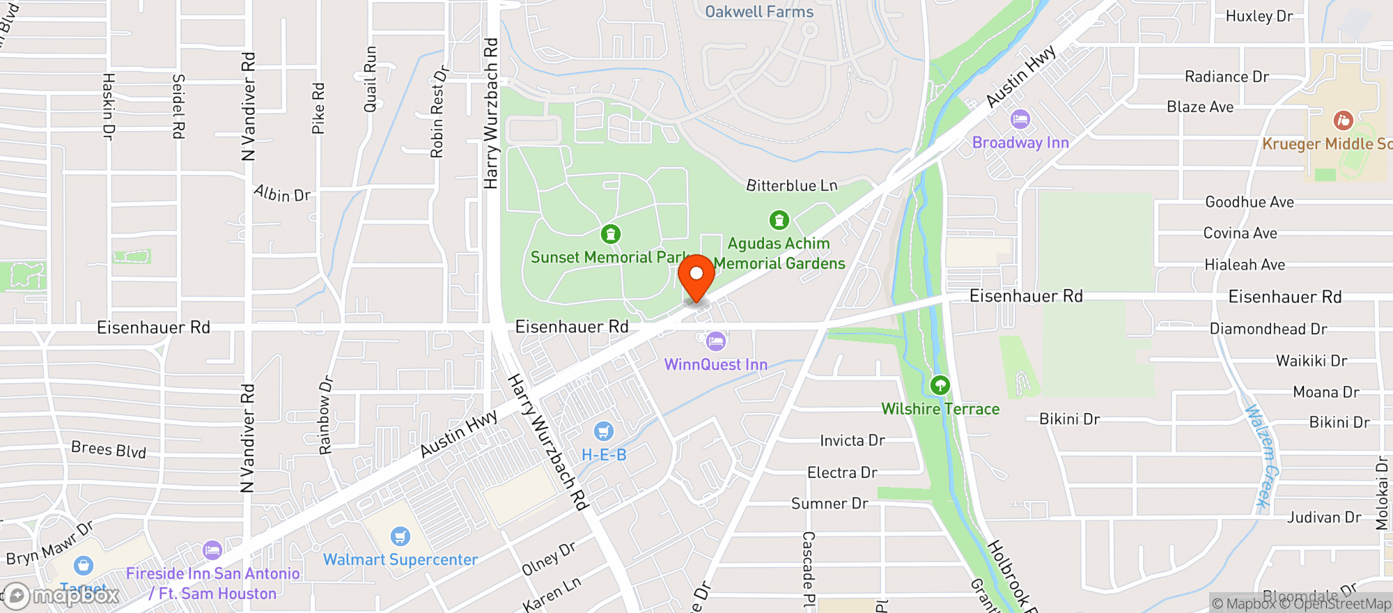 Map showing Austin Highway Food Mart