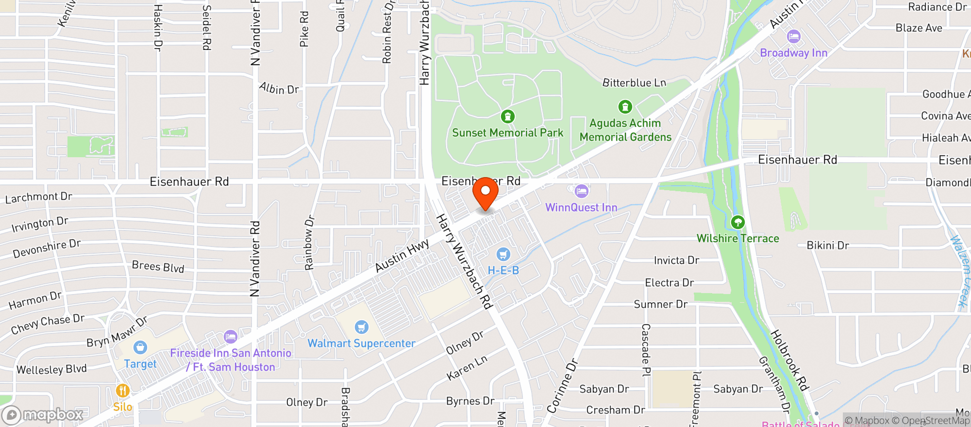 Map showing H E B Food Store