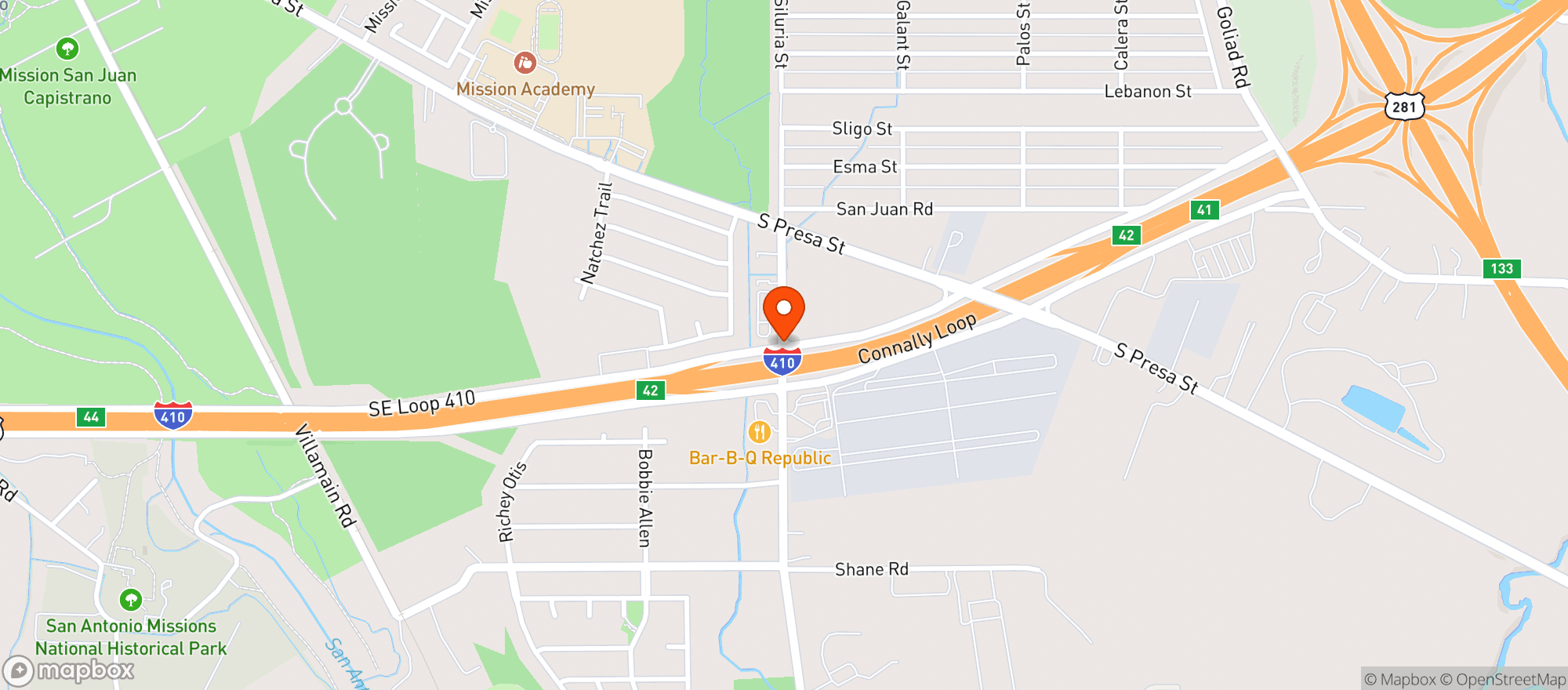 Map showing Red Rooster Fodd Mart