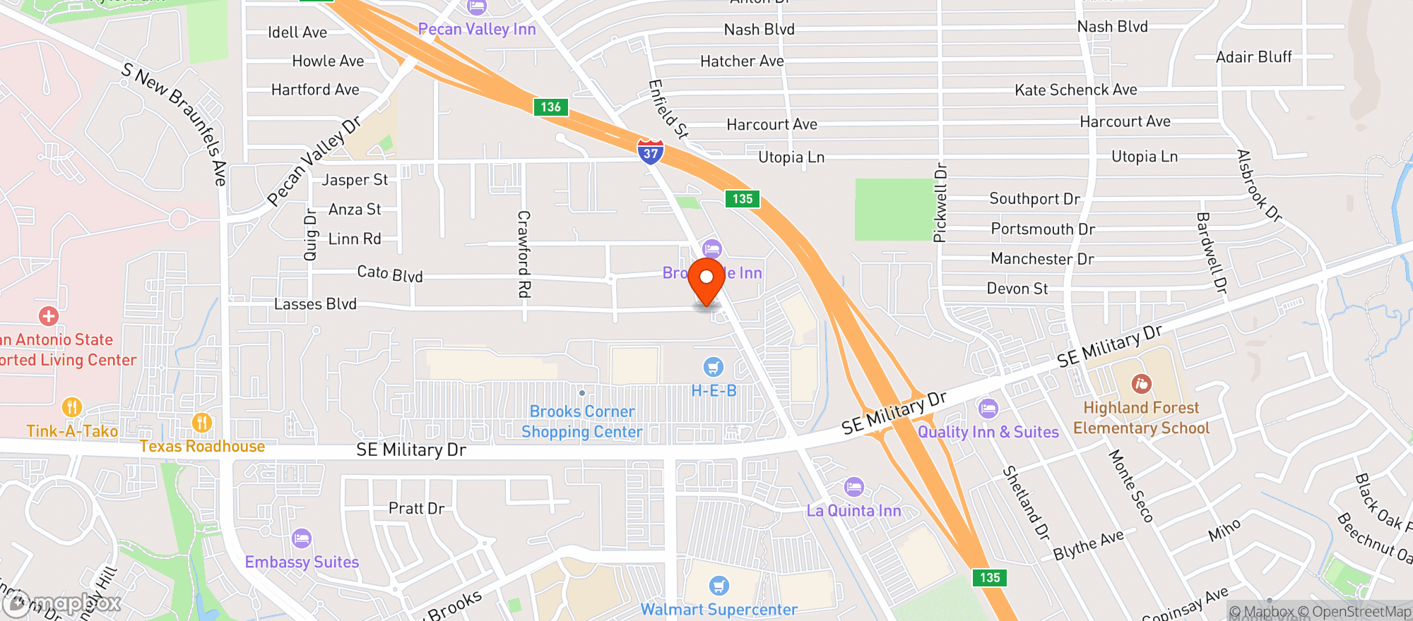Map showing Brooks Pub