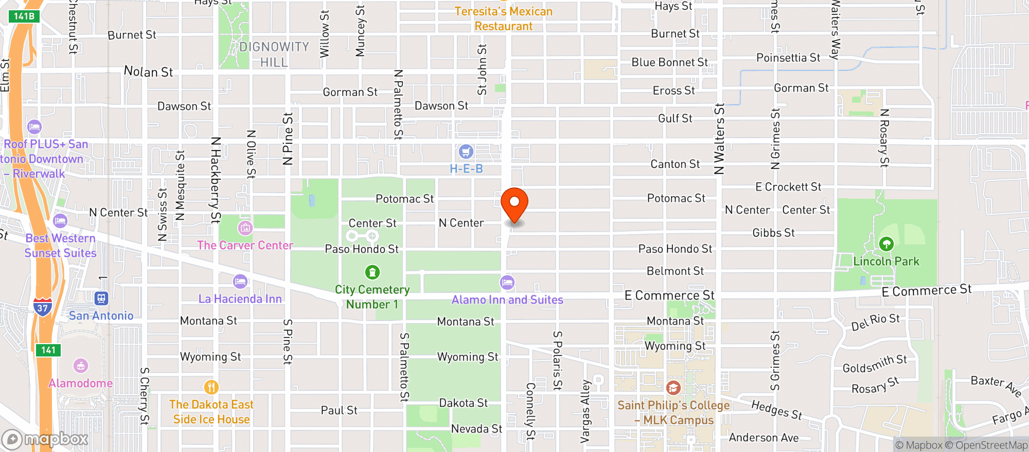 Map showing The Corner Store