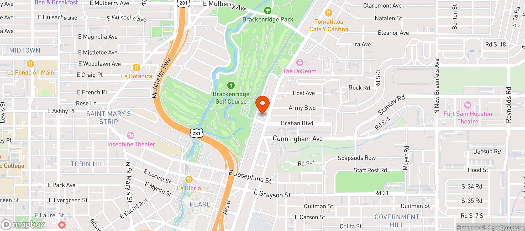Map showing Backyard On Broadway