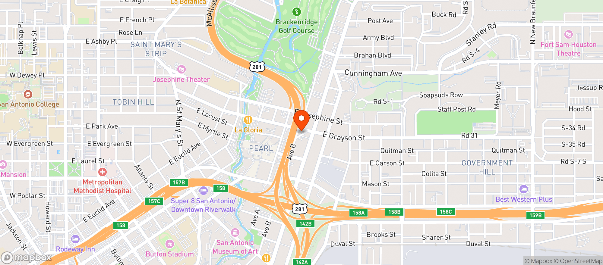 Map showing Sams Burger Joint