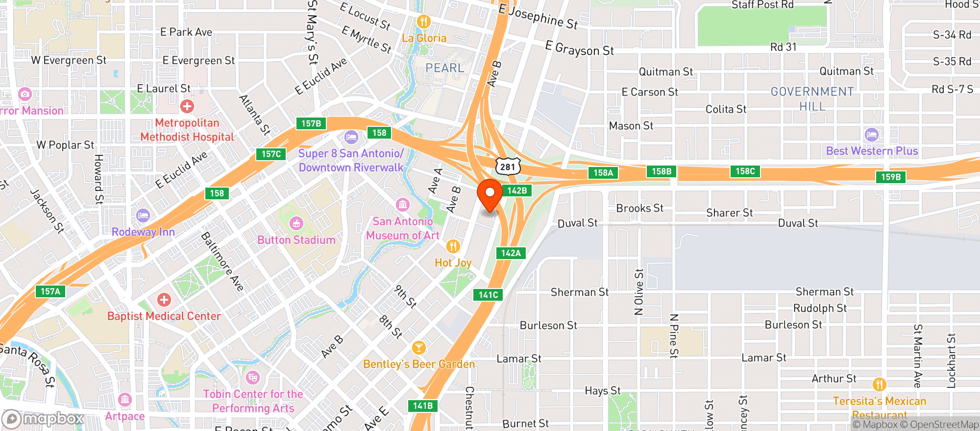 Map showing Alamo City Liquor