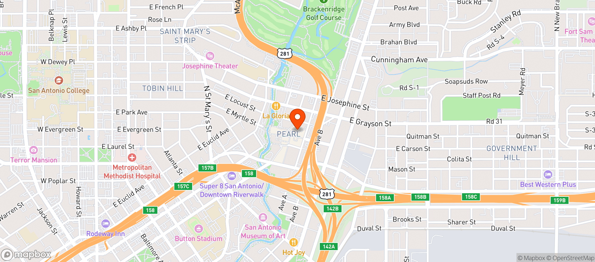 Map showing Pearl Brewery
