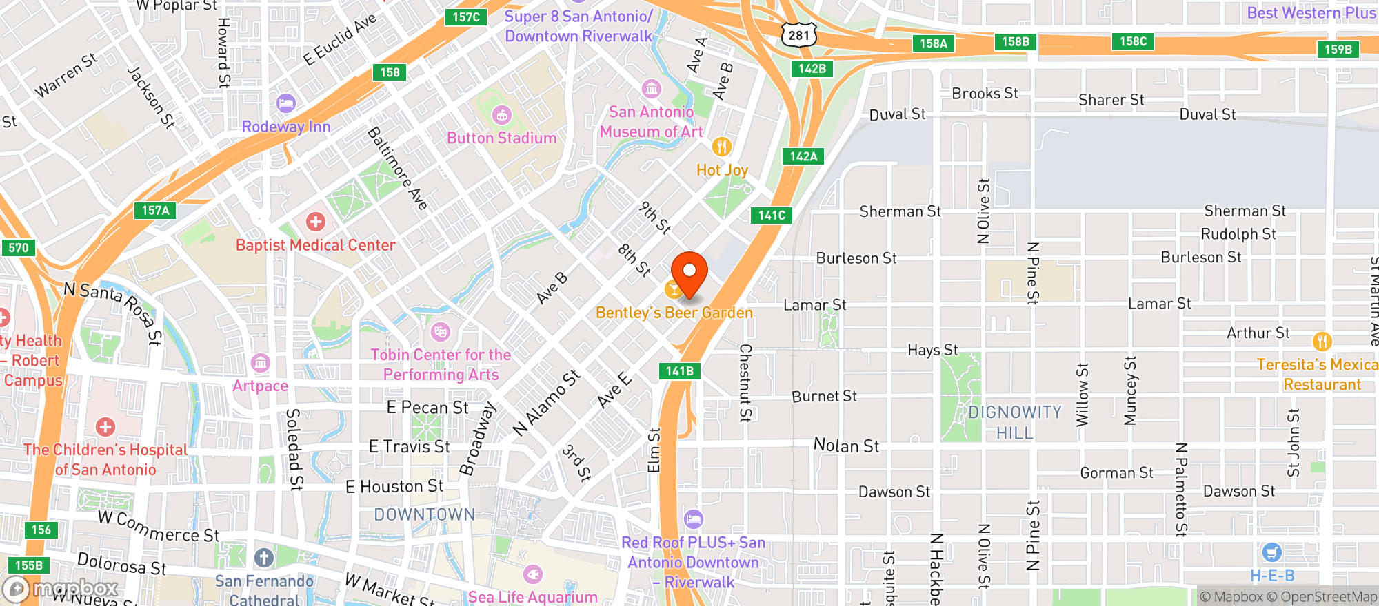 Map showing La Roca Bar & Restaurante