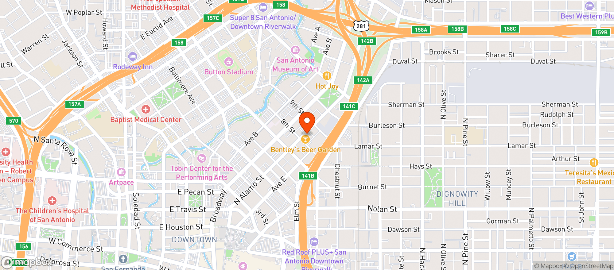 Map showing The Lucky Duck