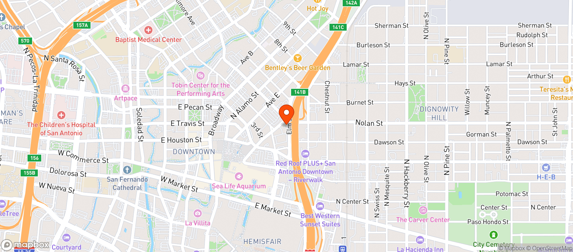 Map showing Downtown Food Store