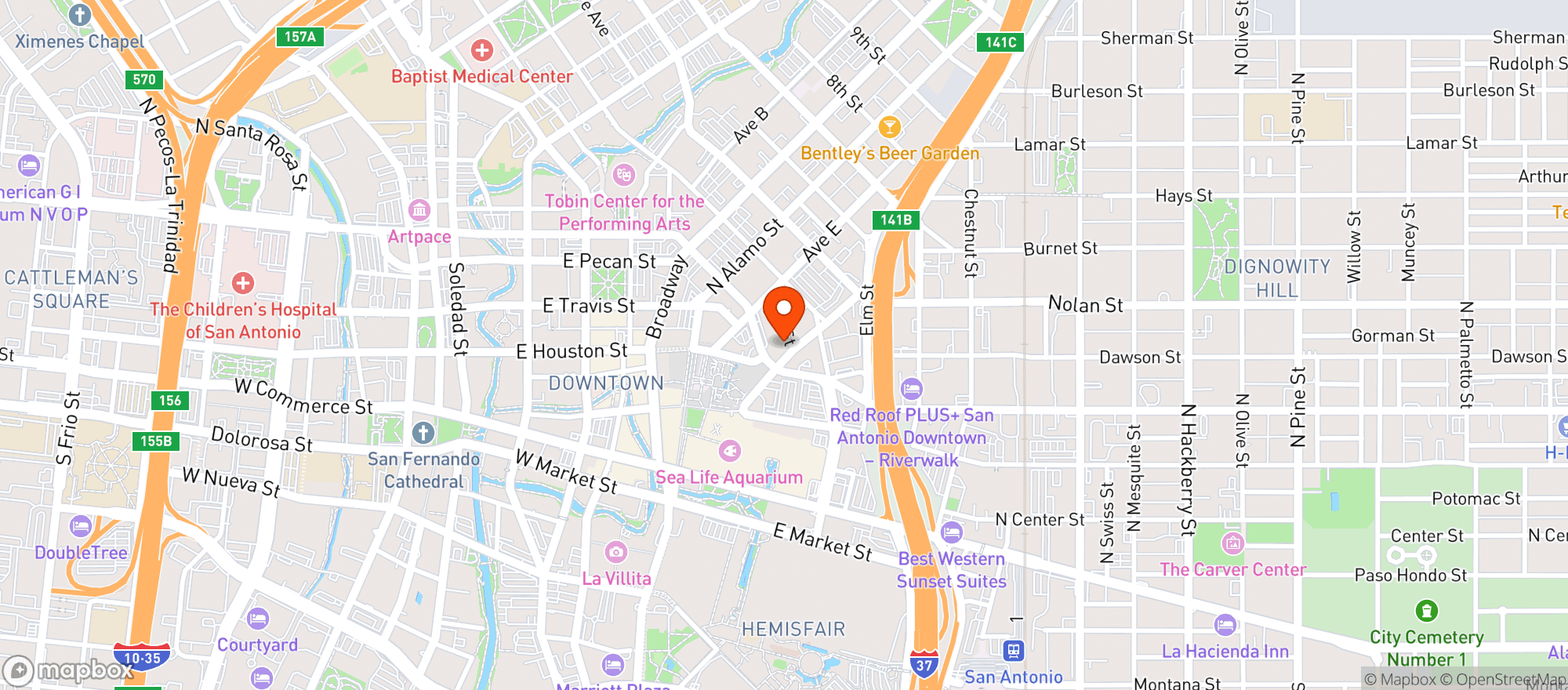 Map showing Bonham Exchange