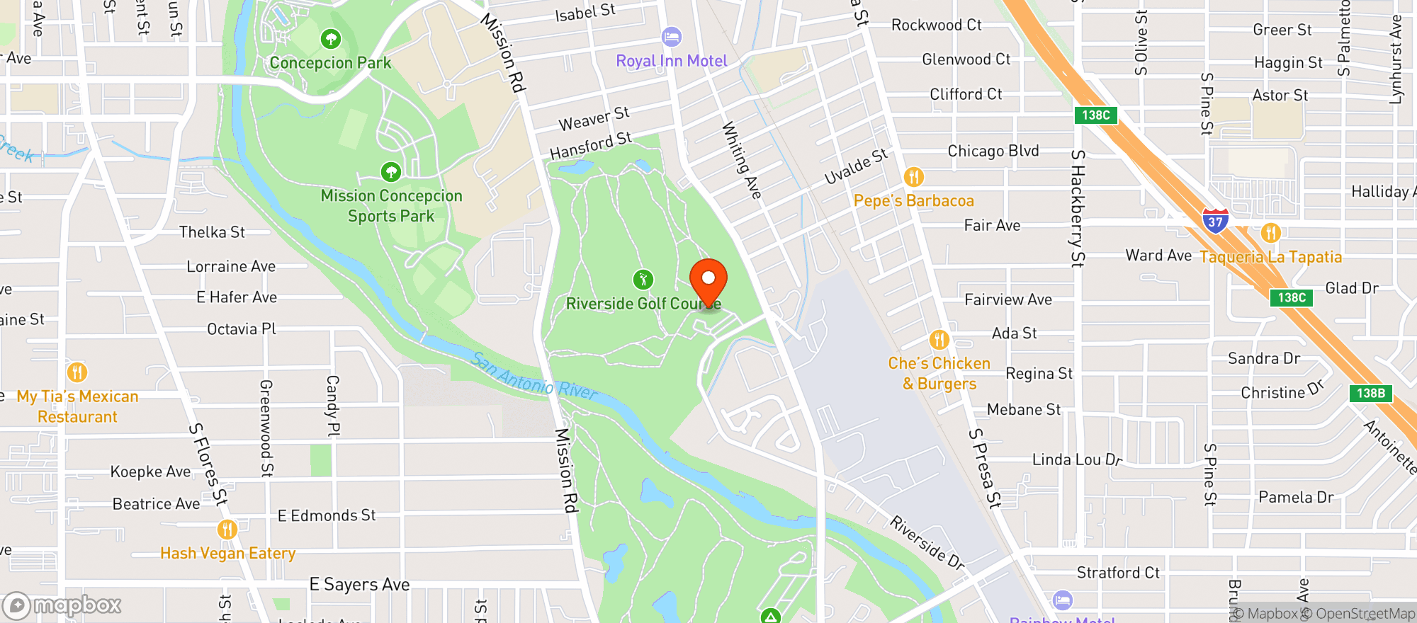 Map showing Riverside Golf Club