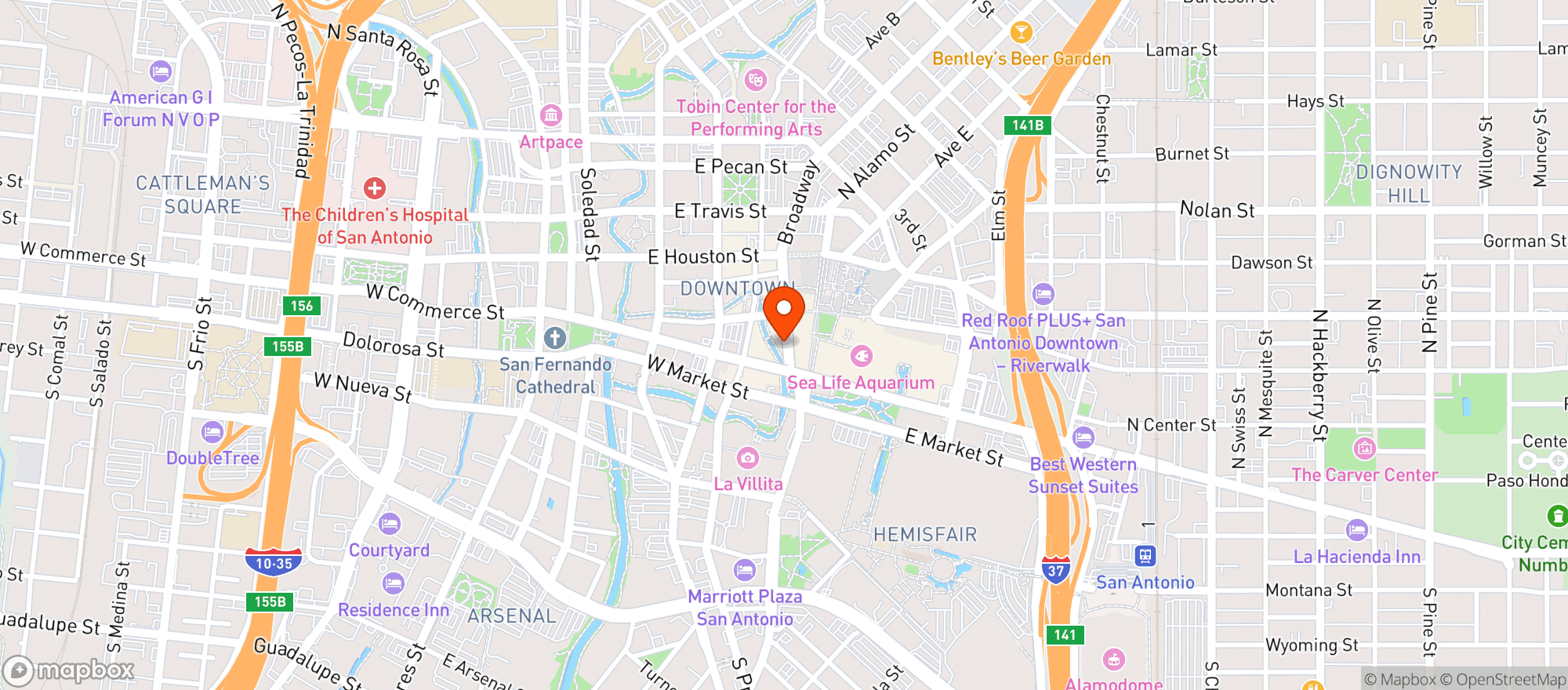 Map showing Lone Star Cafe