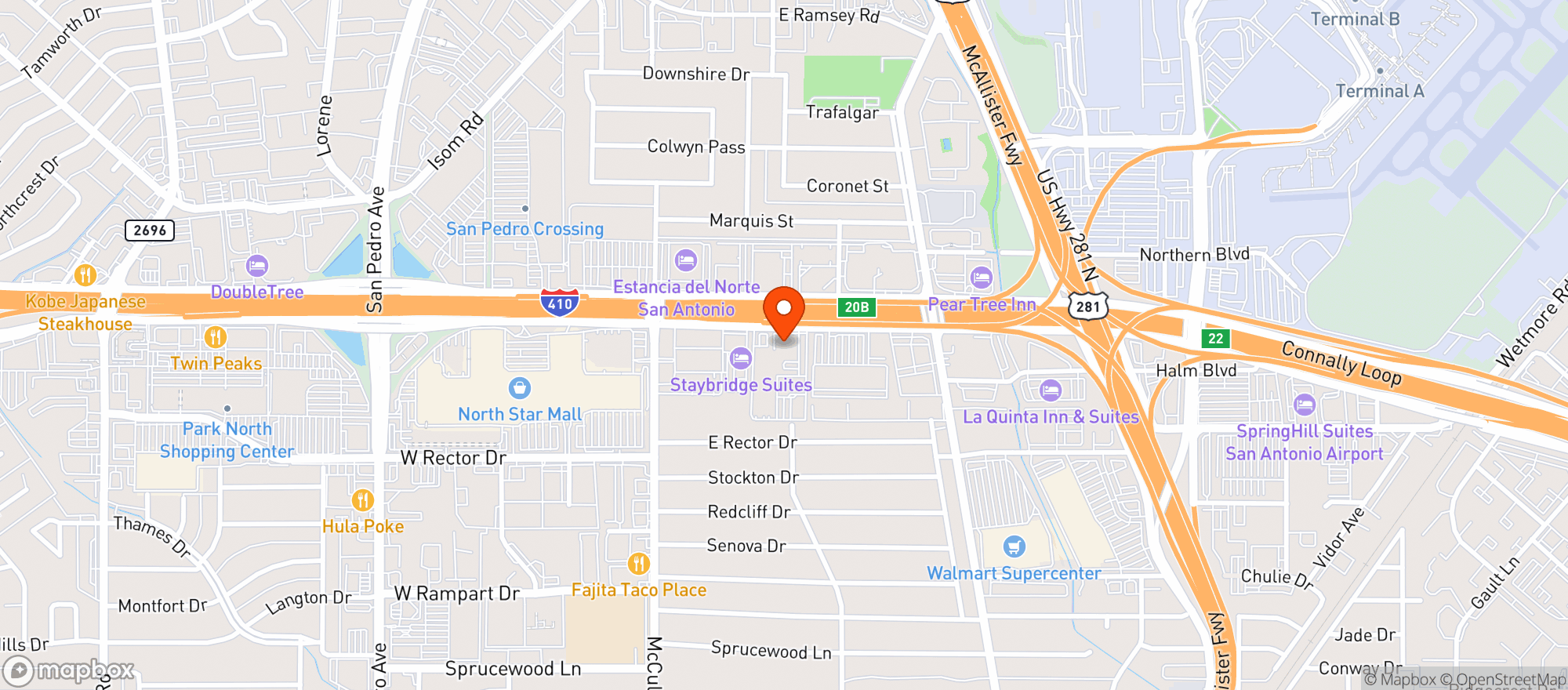 Map showing Pappadeaux Seafood Kitc #545