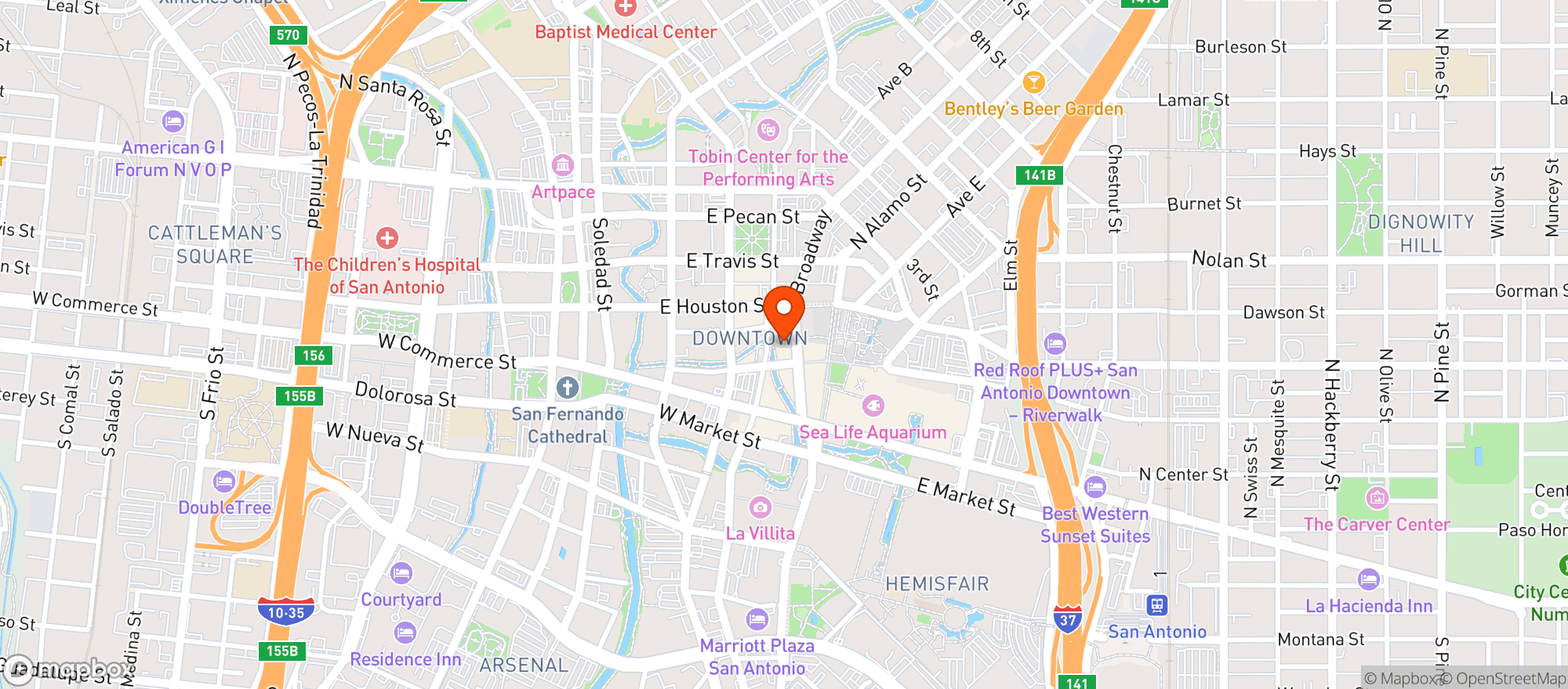 Map showing Hyatt Regency #satrs