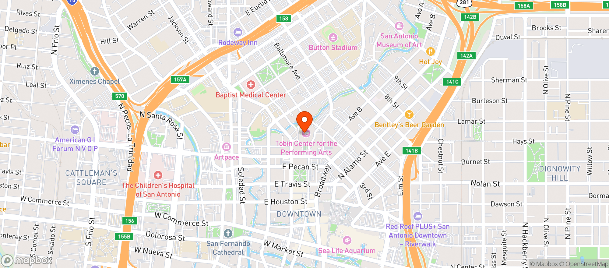 Map showing Tobin Center For Performing Arts