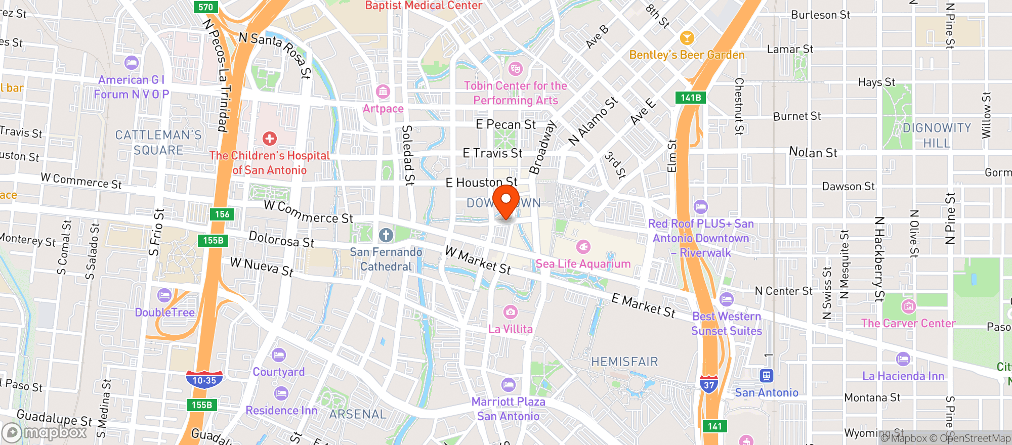 Map showing Paesanos Riverwalk