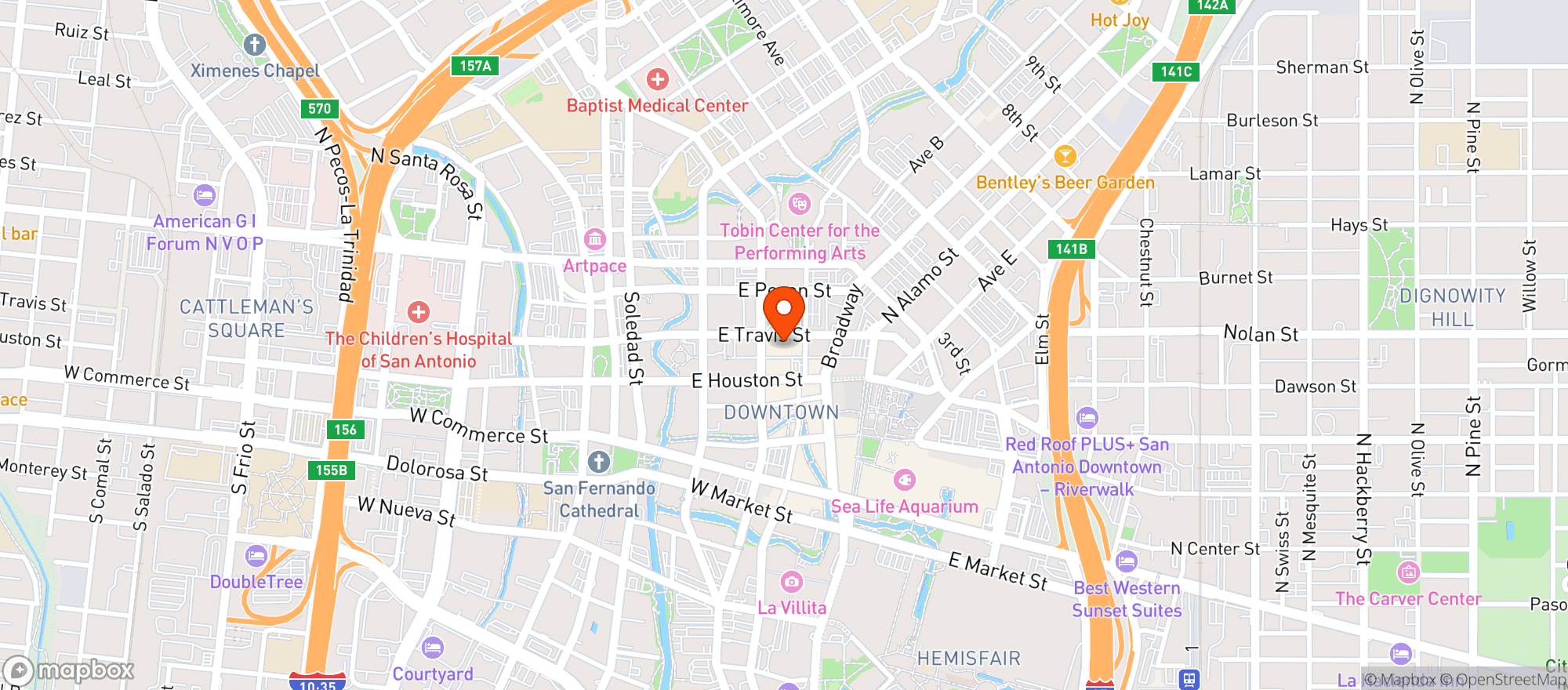Map showing Anacacho Coffee & Cantina