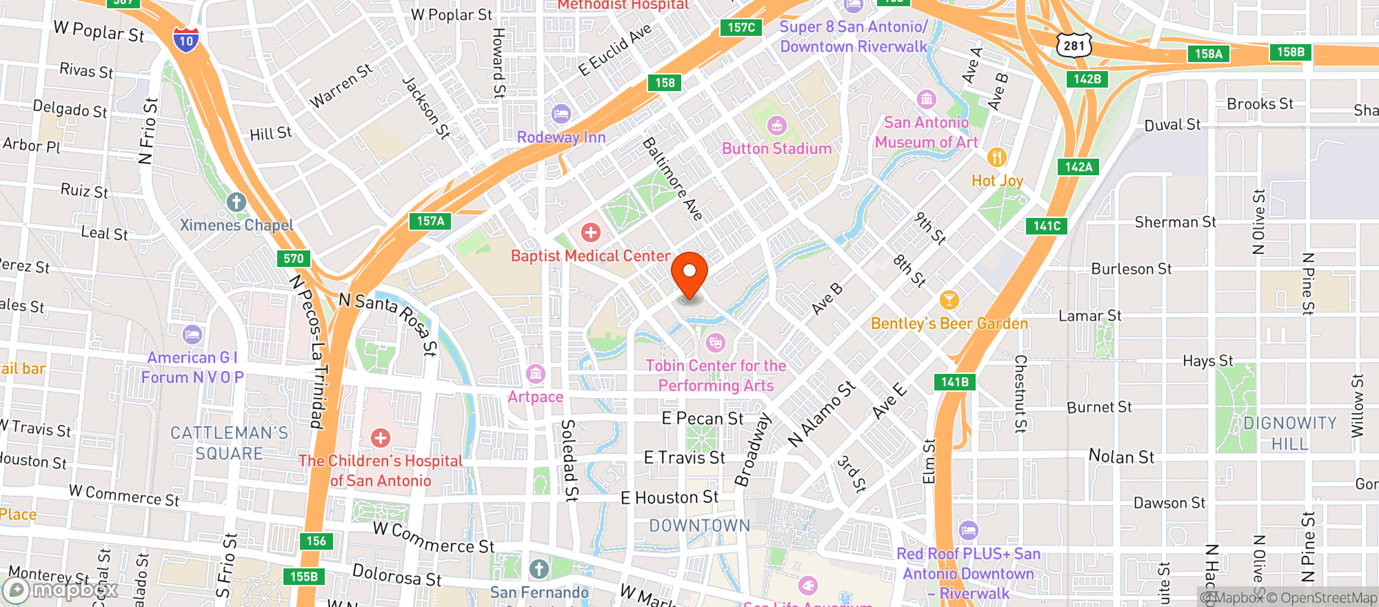 Map showing Hotel Indigo #satsm