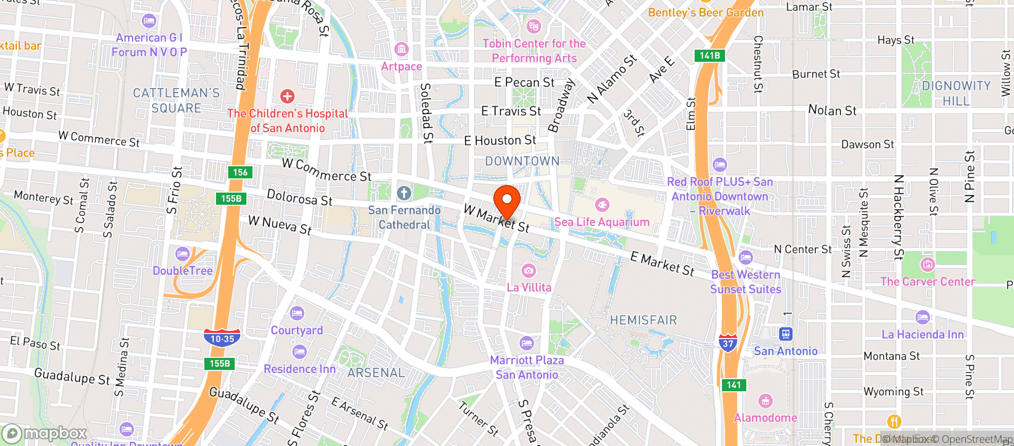 Map showing Drink Texas Bar