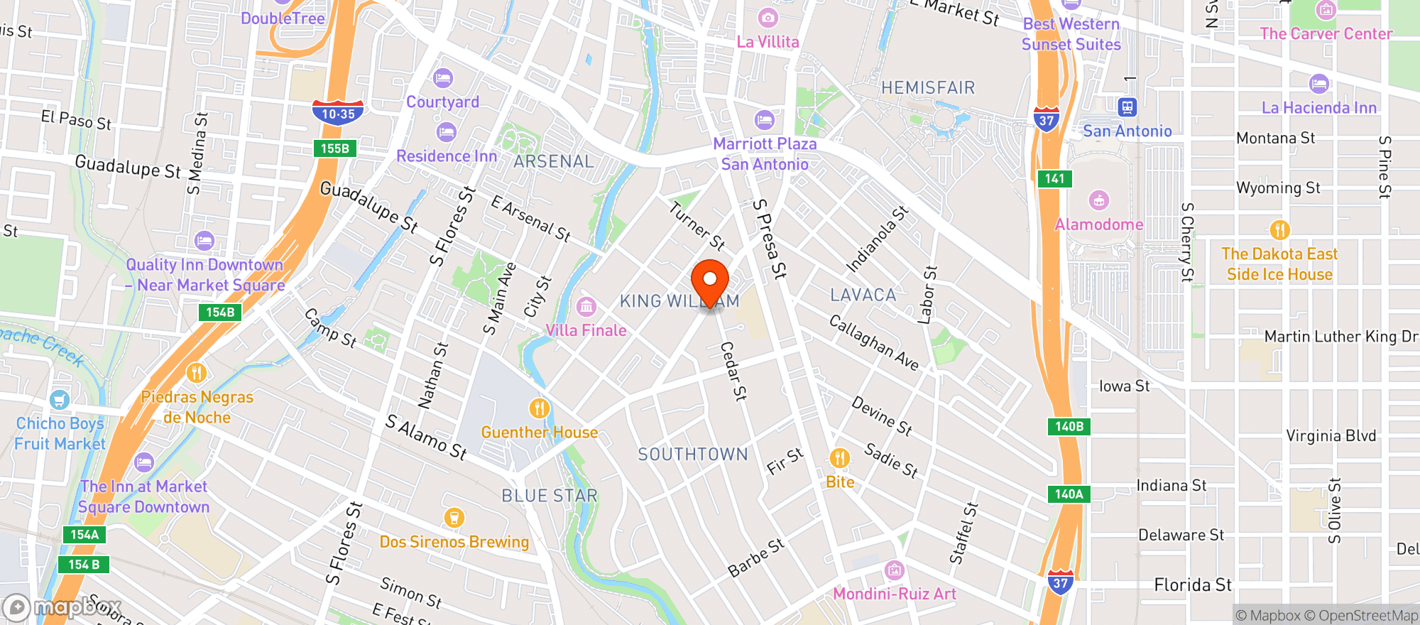 Map showing Brunos Dive Bar