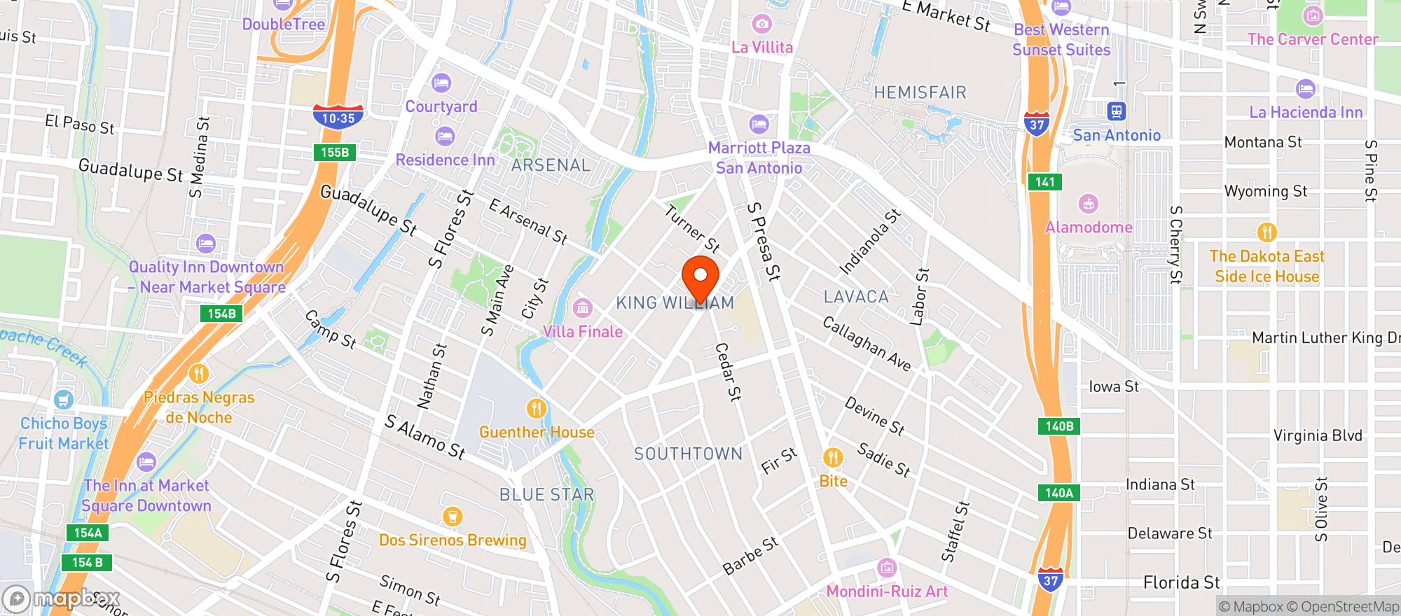 Map showing Titos Mexican Rest