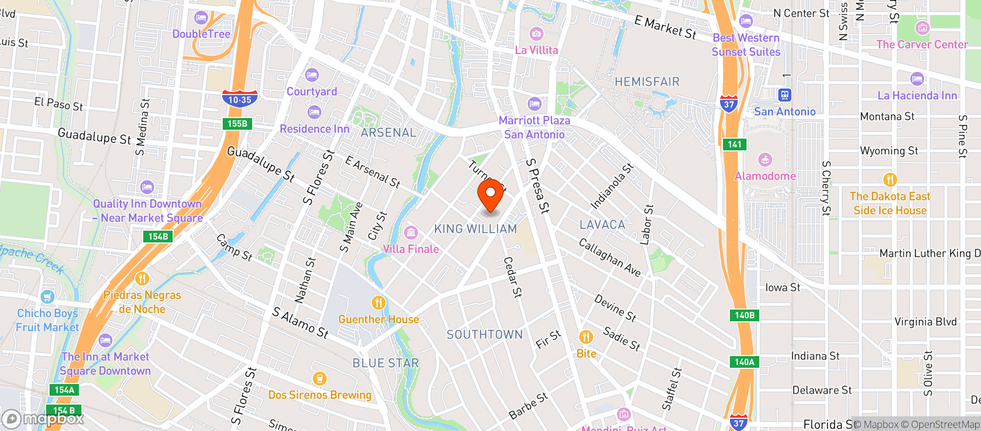 Map showing Friendly Spot Icehouse