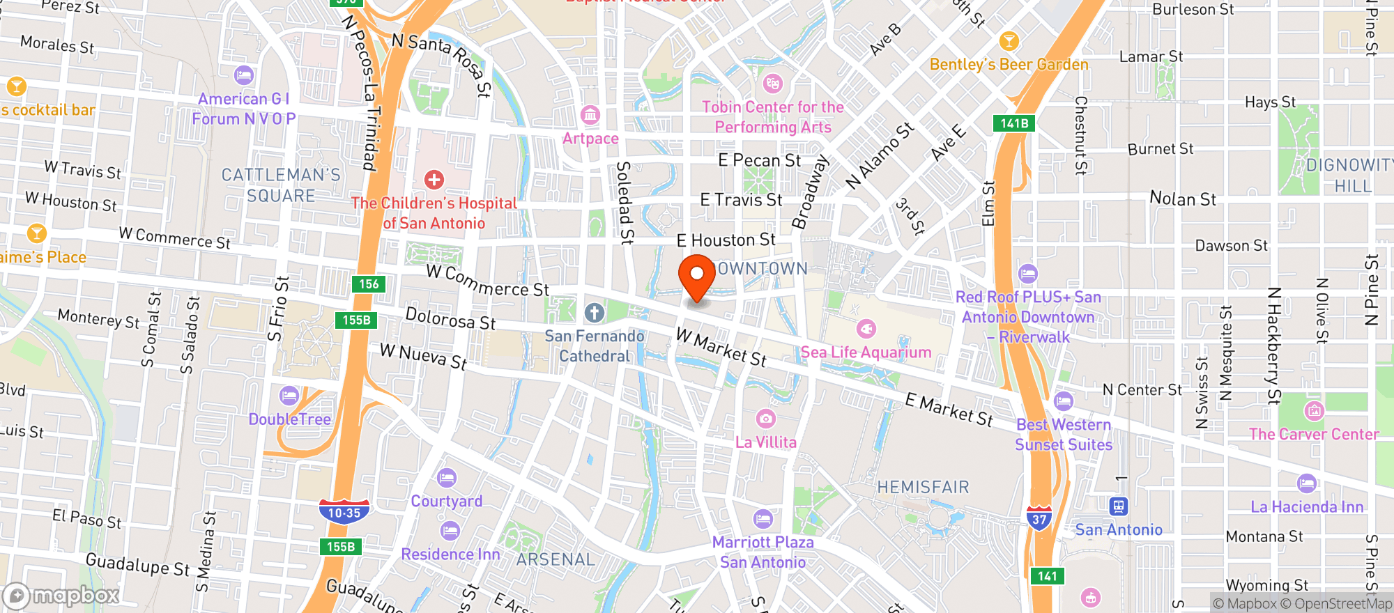 Map showing Aztec Theater