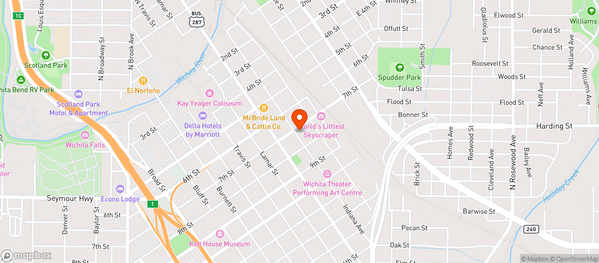 Map showing Wichita Falls Brewing Company