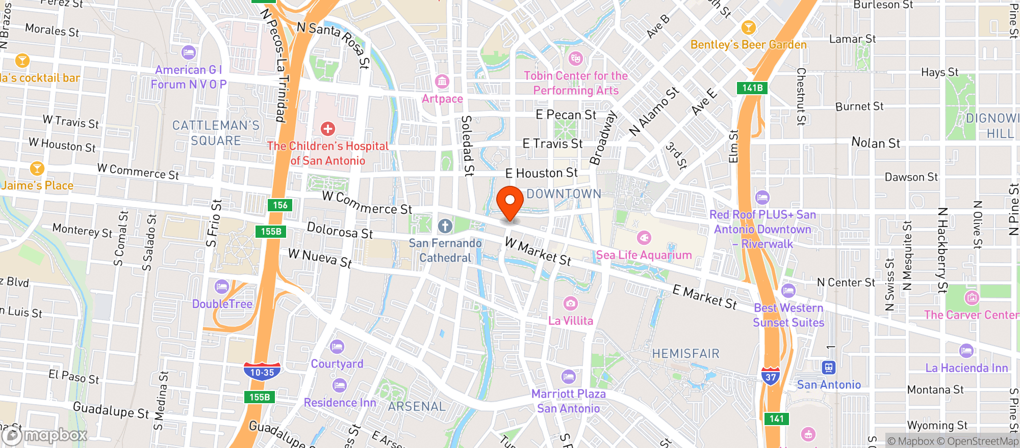 Map showing Big Aztec Corner Bar