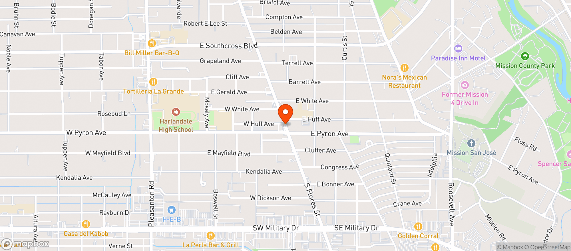 Map showing J & J Food Mart
