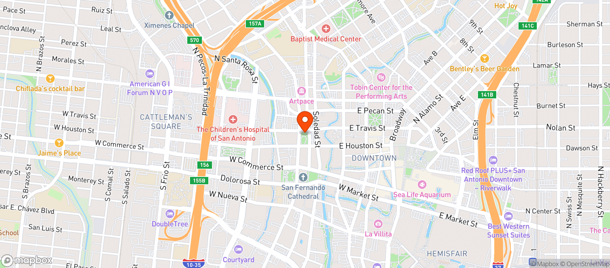 Map showing Pinkerton’s BBQ
