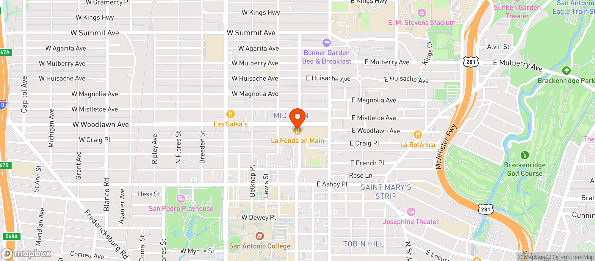 Map showing La Fonda On Main