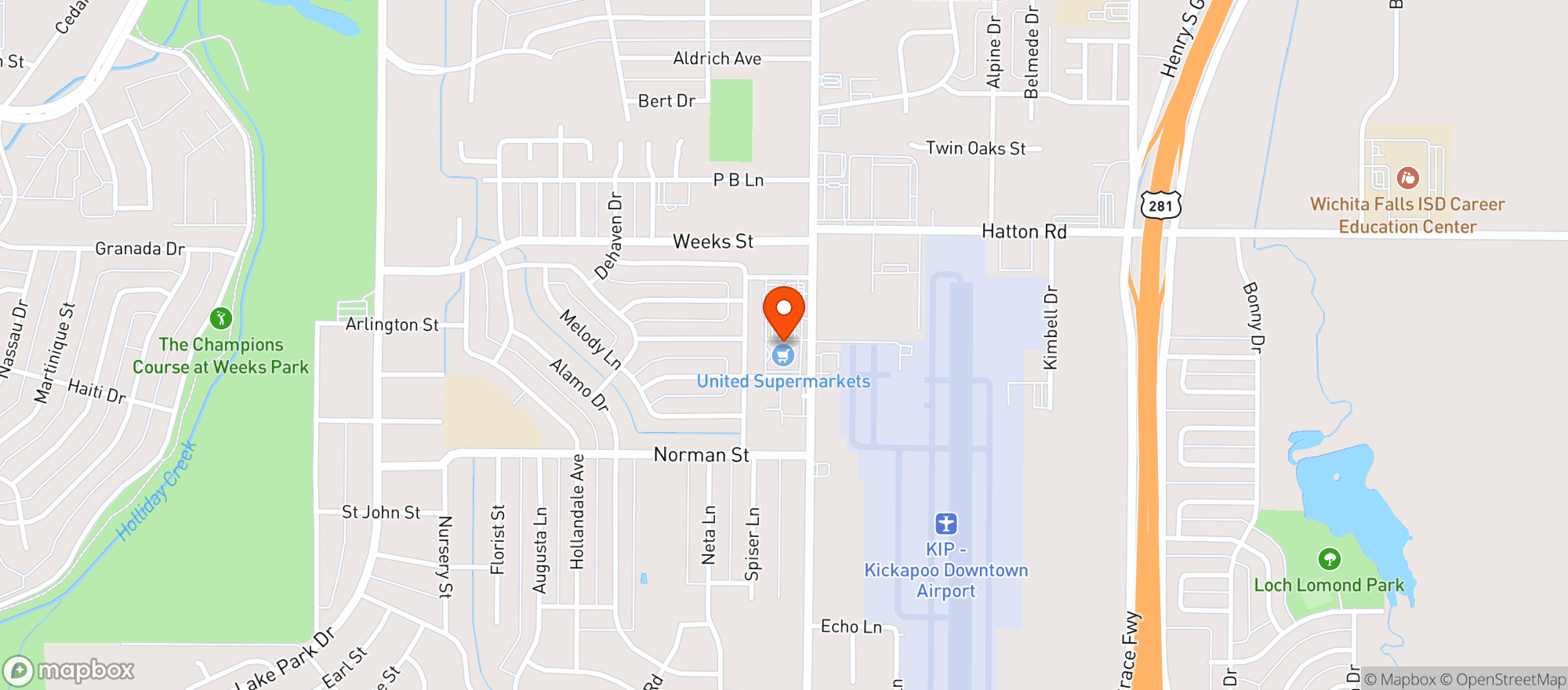 Map showing United Supermarket #1216