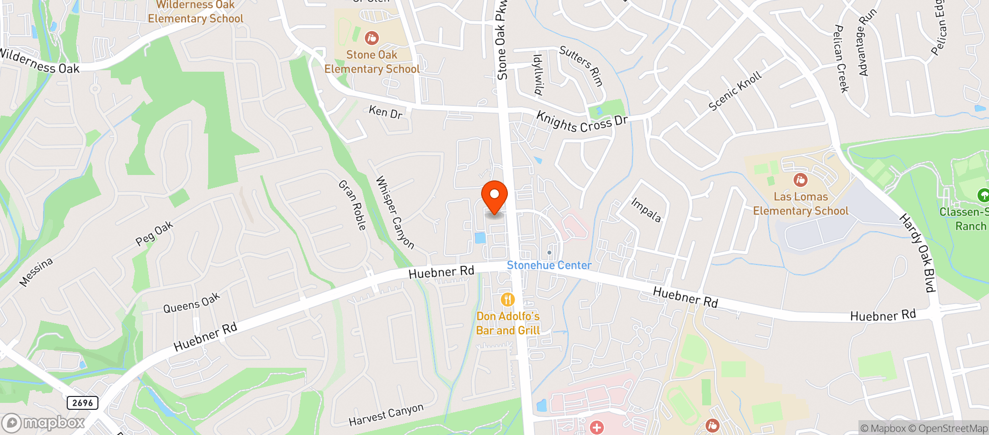 Map showing The Hollow Stone Oak