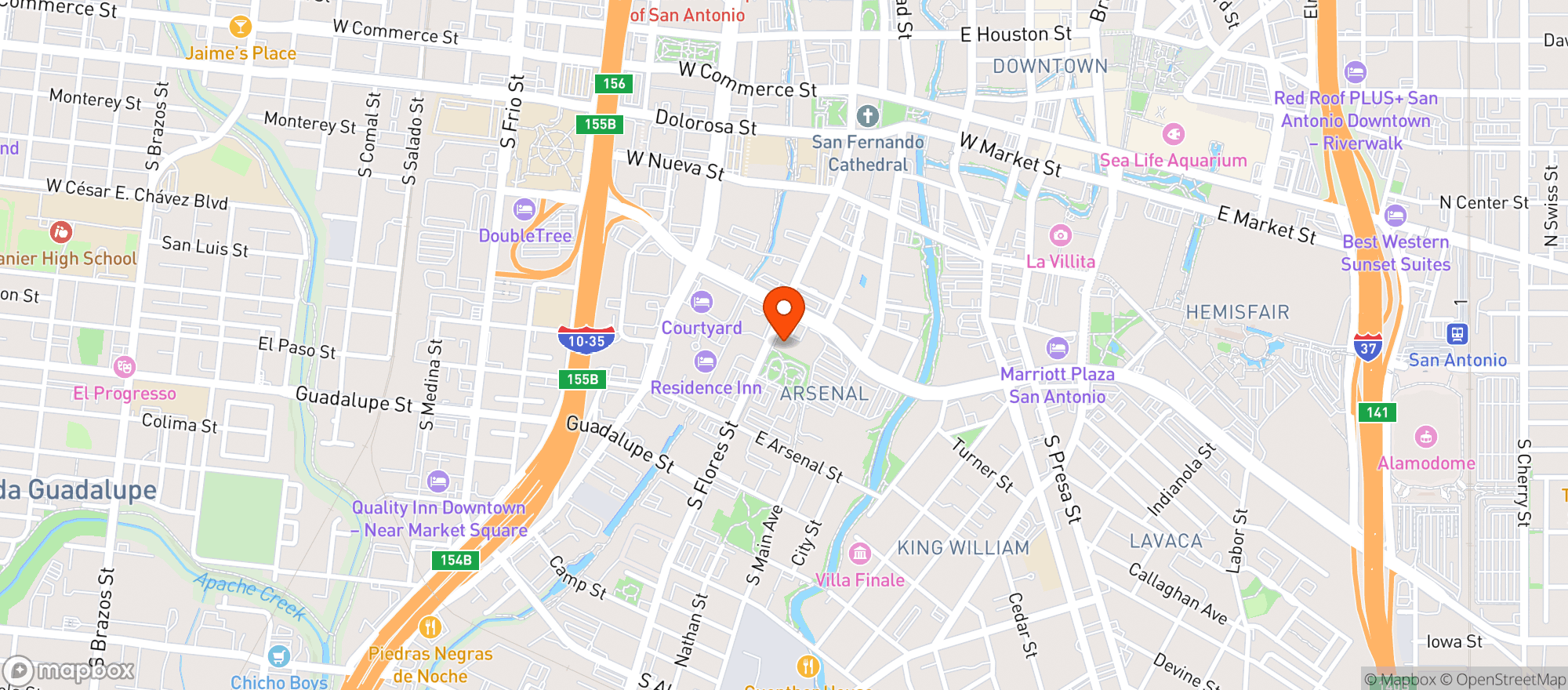 Map showing Heb Food Store #718 Sa47