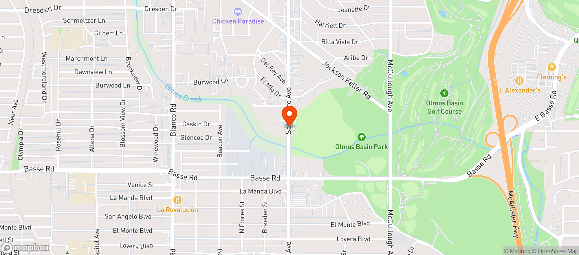 Map showing San Pedro Driving Range & Golf