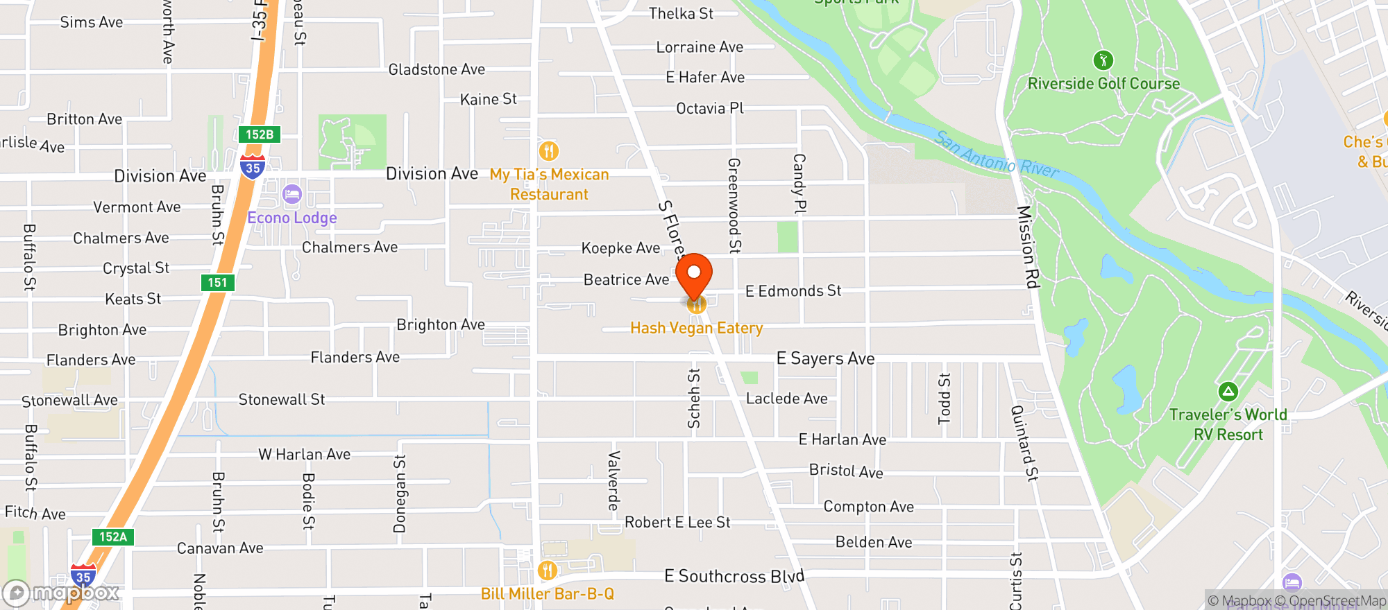 Map showing Hash Vegan Eats
