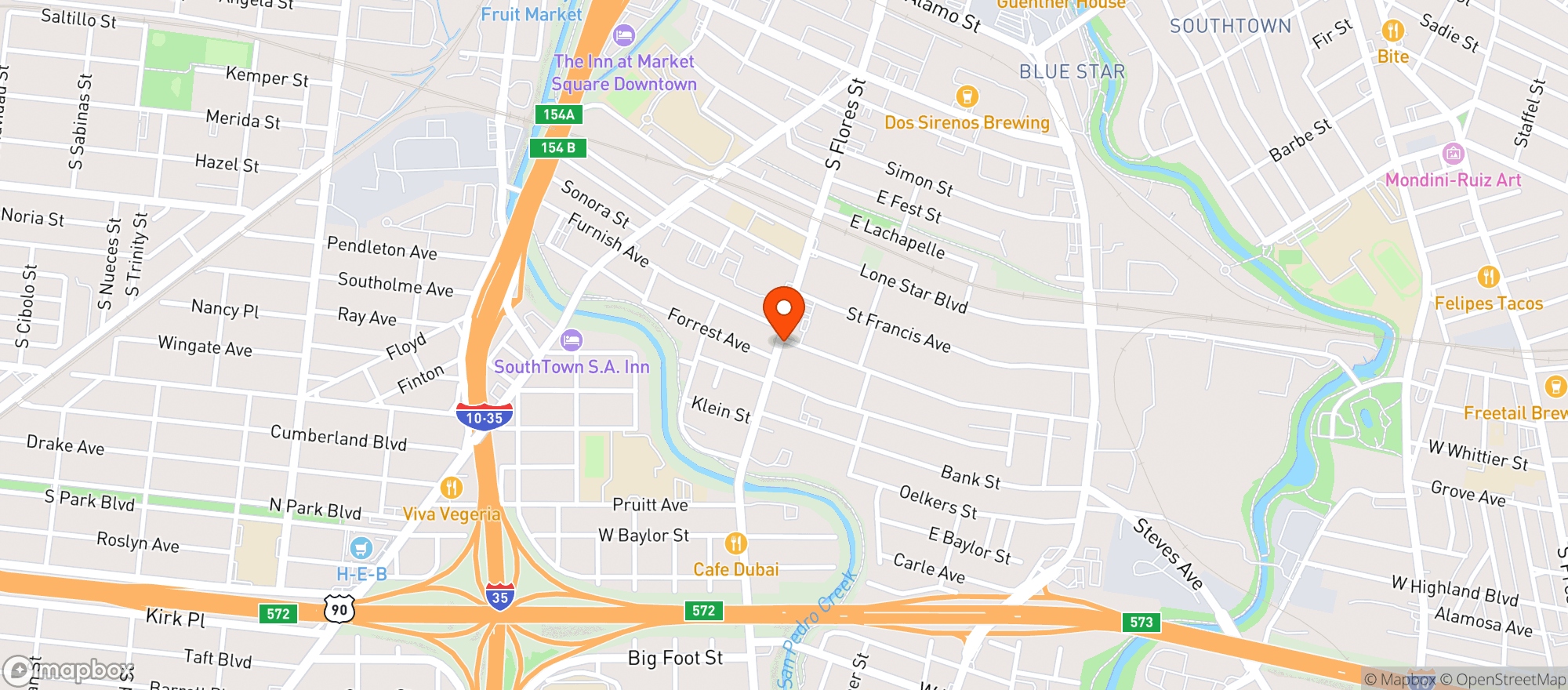 Map showing La Nortena Fruit & Grocery