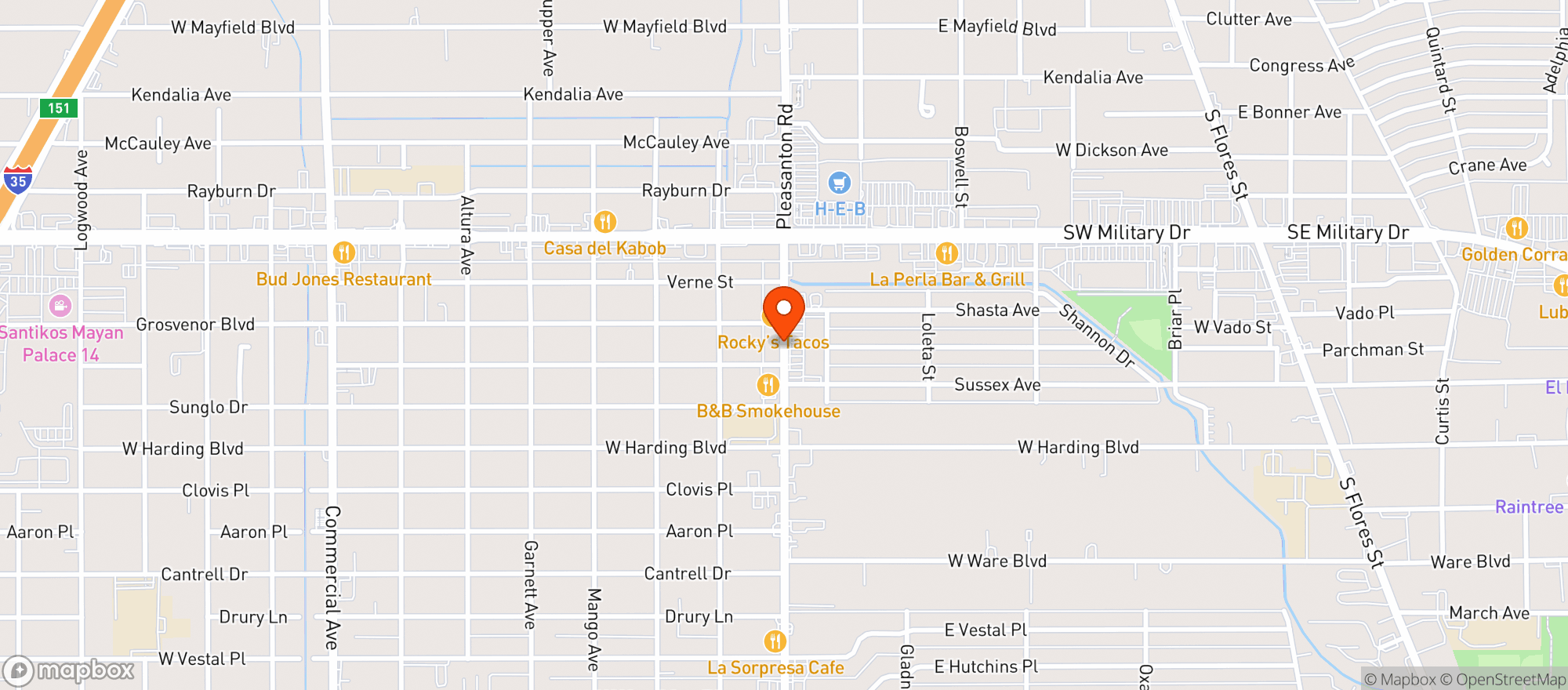 Map showing La Michoacana Meat Market