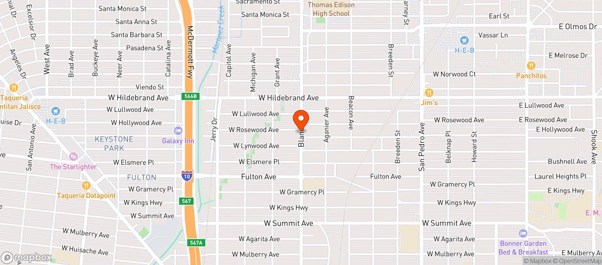 Map showing Blanco Star
