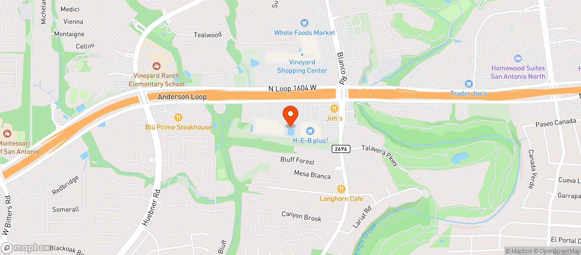 Map showing H-E-B