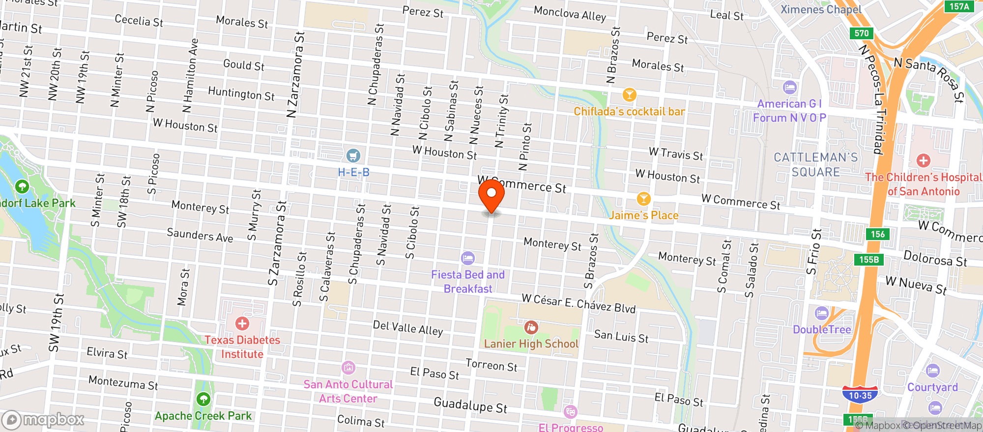 Map showing Trinity Food Mart