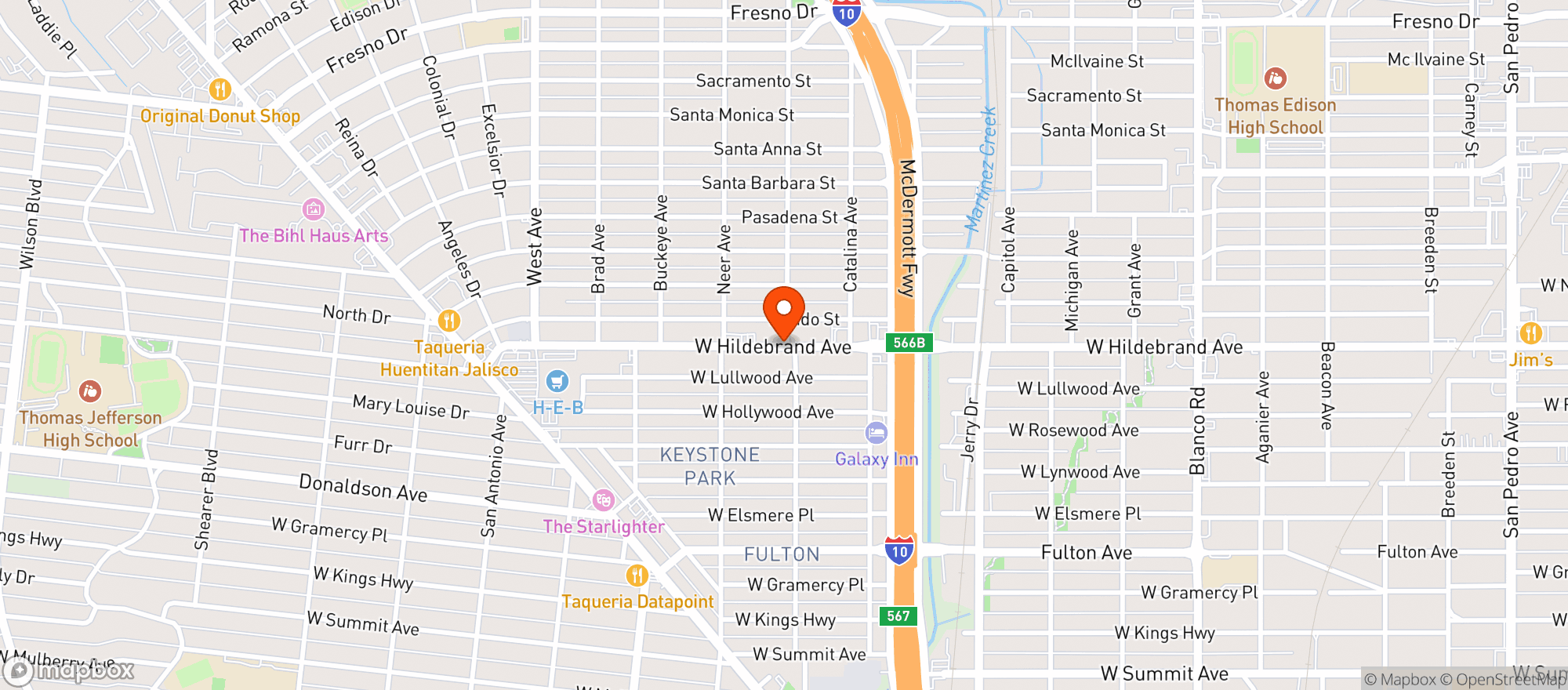 Map showing Hildebrand Grocery