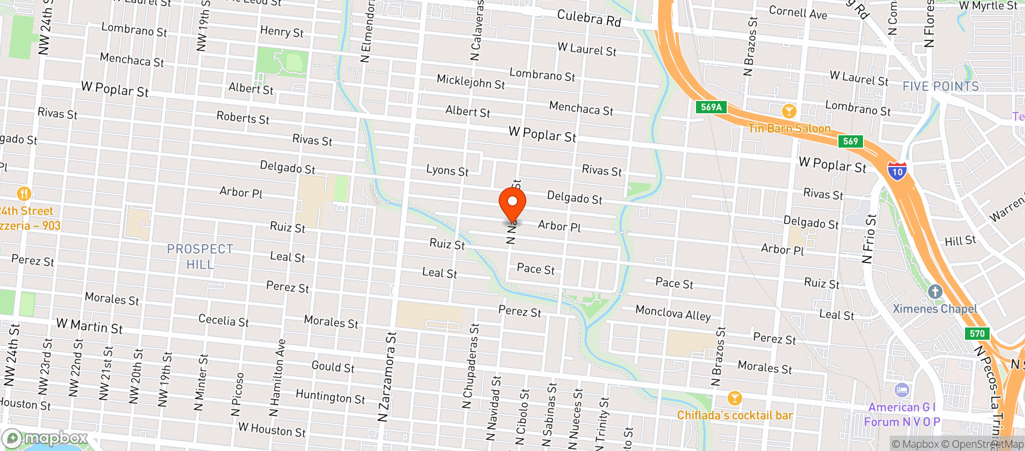 Map showing Pattys Convenience Store