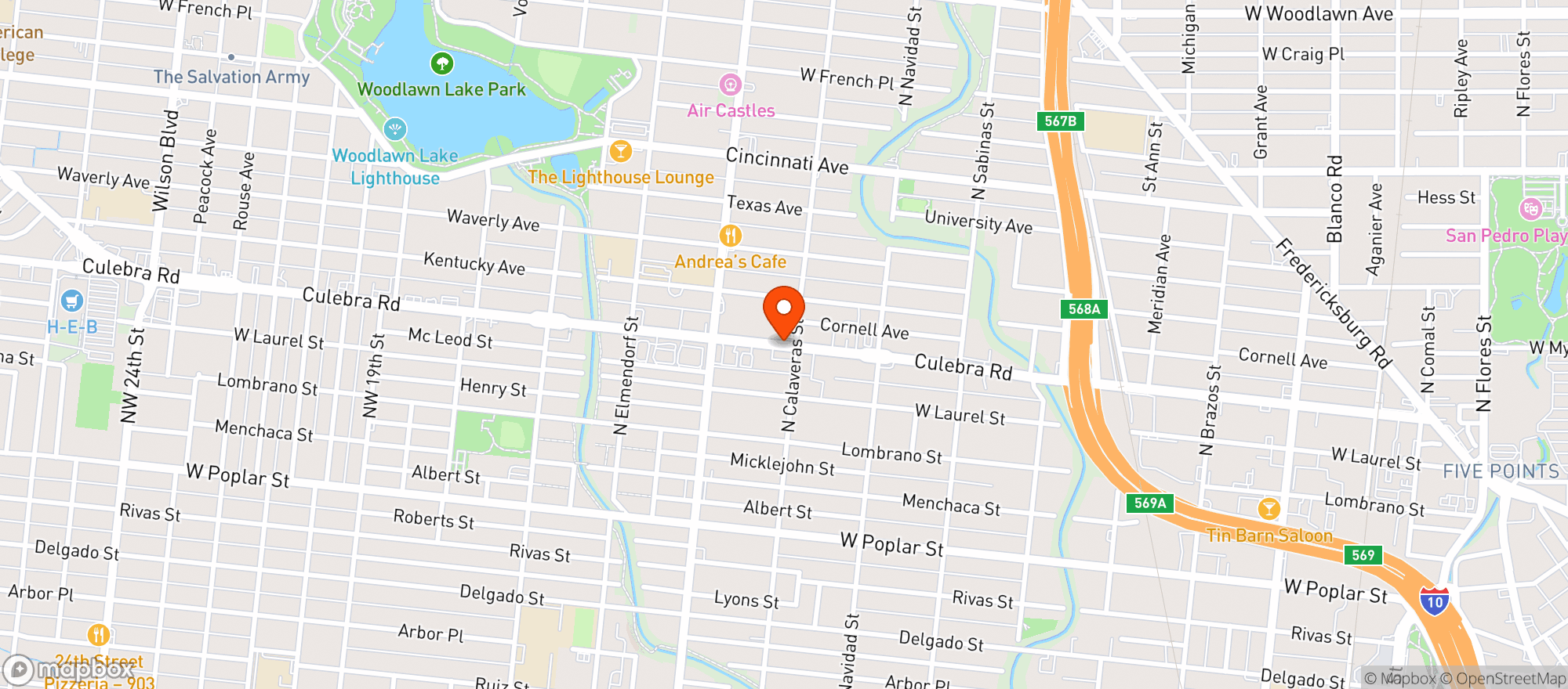 Map showing El Canelo Mexican Grill