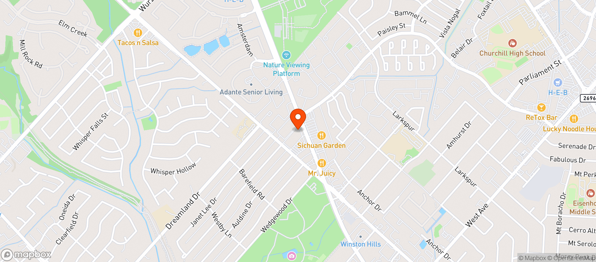 Map showing Dc Liquors #2 - Nw Military Hwy